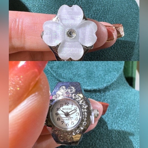 Accessories - Silver Floral Quartz Ring Watch
